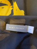 MINT VELVET BLACK & MUSTARD PRINT LONG SLEEVED TOP SIZE 10