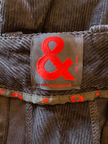 DOLCE & GABBANA NAVY BLUE CORDUROY TAPERED LEG TROUSERS SIZE 42 UK 10