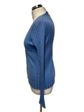 MARCCAIN BLUE SILK & CASHMERE MIX CARDIGAN SIZE 3 APPROX UK 14
