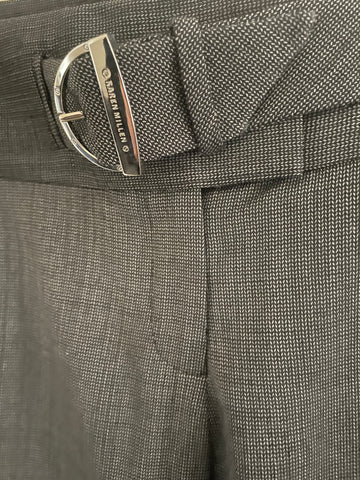 KAREN MILLEN BLACK & GREY TWEED CROPPED WIDE LEG TROUSERS  SIZE 10