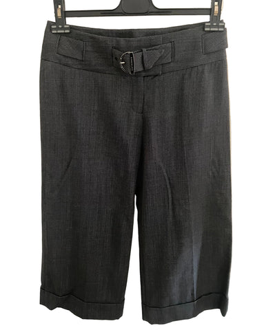 KAREN MILLEN BLACK & GREY TWEED CROPPED WIDE LEG TROUSERS  SIZE 10