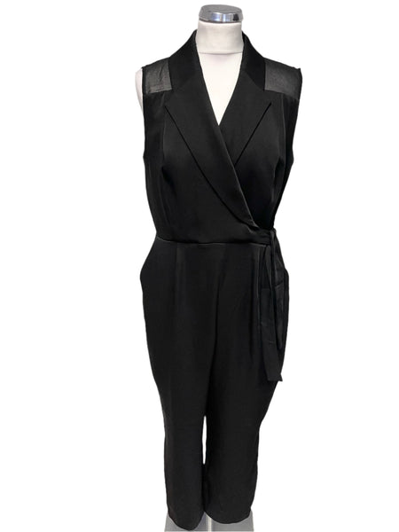 BRAND NEW MINT VELVET V NECK SLEEVELESS SEMI SHEER BACK JUMPSUIT SIZE 14