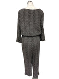 MINT VELVET BLACK & IVORY SPOT 3/4 SLEEVE JUMPSUIT  SIZE 16