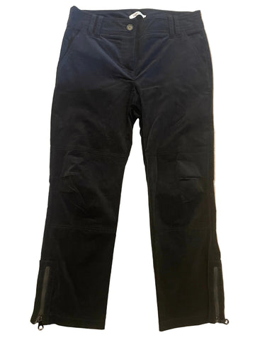 MARELLA BLACK BRUSHED COTTON ANKLE ZIP CROP TROUSERS SIZE 10