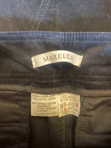 MARELLA BLACK BRUSHED COTTON ANKLE ZIP CROP TROUSERS SIZE 10