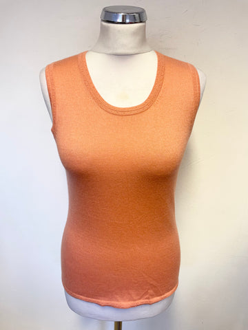 CXD LONDON CORAL SILK & CASHMERE SLEEVELESS KNIT TOP SIZE M