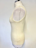 TSESAY CREAM 100% CASHMERE SLEEVELESS KNIT VEST TOP SIZE M