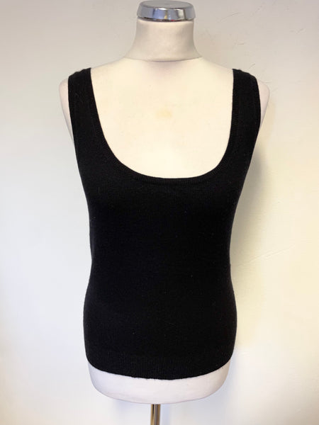 TSESAY BLACK 100% CASHMERE SLEEVELESS KNIT VEST TOP SIZE M
