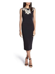 BRAND NEW TED BAKER TAMMARA BLACK METALLIC EMBROIDERED MIDI DRESS SIZE 6/8