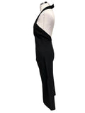 ROGER SAUL FOR MULBERRY BLACK HALTER NECK WIDE LEG JUMPSUIT SIZE 10