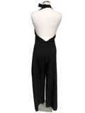 ROGER SAUL FOR MULBERRY BLACK HALTER NECK WIDE LEG JUMPSUIT SIZE 10
