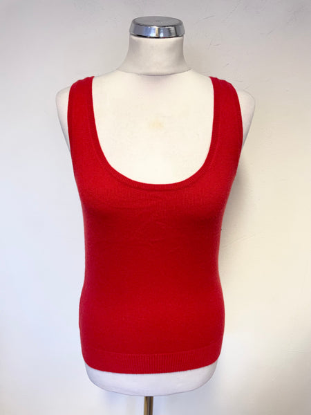 TSESAY RED 100% CASHMERE SLEEVELESS KNIT VEST TOP SIZE M