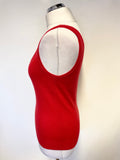 TSESAY RED 100% CASHMERE SLEEVELESS KNIT VEST TOP SIZE M