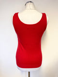 TSESAY RED 100% CASHMERE SLEEVELESS KNIT VEST TOP SIZE M