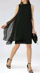 BRAND NEW REISS ARIES BLACK TIE NECK SLEEVELESS DRAPE SHIFT DRESS  SIZE 8