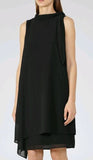 BRAND NEW REISS ARIES BLACK TIE NECK SLEEVELESS DRAPE SHIFT DRESS  SIZE 8