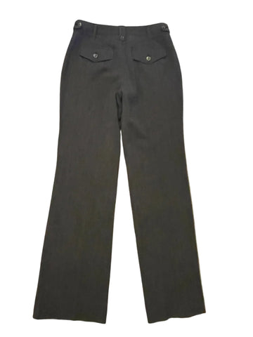 MARCCAIN BLACK & BROWN PIN SPOT WOOL STRAIGHT LEG TROUSERS SIZE N1 UK 8