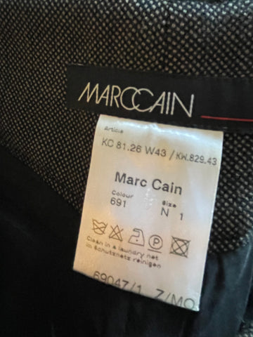 MARCCAIN BLACK & BROWN PIN SPOT WOOL STRAIGHT LEG TROUSERS SIZE N1 UK 8