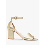 LK BENNETT HESTER SOFT GOLD METALLIC BLOCK HEEL SANDALS SIZE 7.5/41