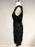 VINTAGE JANE DE LIEGE PARIS BLACK APPLIQUE TRIM MESH SKIRT A-LINE DRESS FIT UK 10