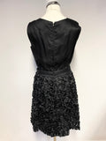 VINTAGE JANE DE LIEGE PARIS BLACK APPLIQUE TRIM MESH SKIRT A-LINE DRESS FIT UK 10