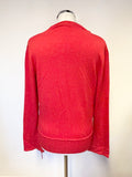 ADOLFO DOMINGUEZ RED WRAP ACROSS FRONT LONG SLEEVED FLARE CUFF JUMPER SIZE L