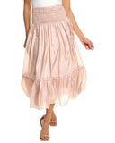 TORY BURCH PINK SILK SMOCKED WAIST TIERED MIDI SKIRT SIZE 2 UK 10