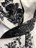 KAREN MILLEN OFF WHITE & BLACK EMBROIDERED STRAPLESS SPECIAL OCCASION PENCIL DRESS SIZE 6