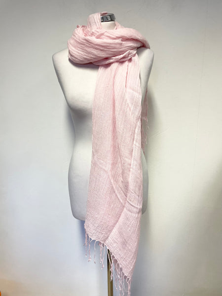 HOBBS LIGHT PINK LINEN BLEND FRINGED SCARF/ WRAP
