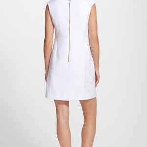 TED BAKER ZALAD WHITE JACQUARD SLEEVELESS A LINE SPECIAL OCCASION  DRESS SIZE 2 UK 10/12