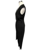RIVER ISLAND BLACK V NECK SLEEVELESS TIE BELT TAPERED LEG JUMPSUIT SIZE 8