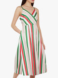 TED BAKER NORIIE TUTTI FRUTTI STRIPE THIN STRAP EMPIRE LINE DRESS SIZE 0 UK 4/6
