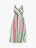 TED BAKER NORIIE TUTTI FRUTTI STRIPE THIN STRAP EMPIRE LINE DRESS SIZE 0 UK 4/6