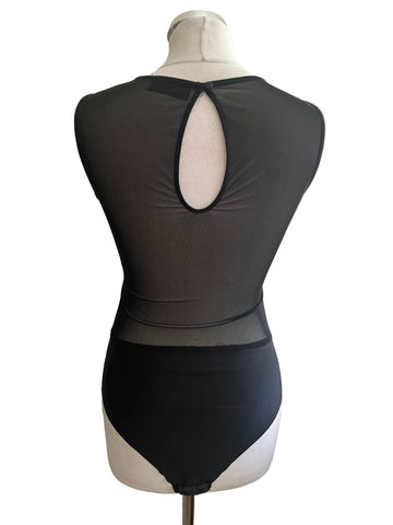 ZARA ACCESSORIES BLACK EMBROIDERED & BEADED SLEEVELESS BODY TOP  SIZE M