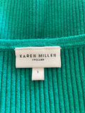 KAREN MILLEN EMERALD GREEN SKINNY RIB SCOOP NECK JUMPER SIZE 1 UK 8/10
