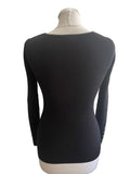 KAREN MILLEN BLACK SKINNY RIB SCOOP NECK JUMPER SIZE 1 UK 8/10