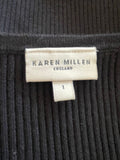 KAREN MILLEN BLACK SKINNY RIB SCOOP NECK JUMPER SIZE 1 UK 8/10