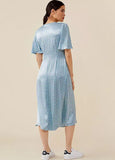 BRAND NEW FINERY KESIA BLUE PRINT SHORT SLEEVED MIDI DRESS SIZE 16