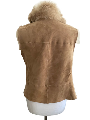 MARKS & SPENCER 100% SHEEPSKIN CAMEL (VANILLA ) GILET SIZE M
