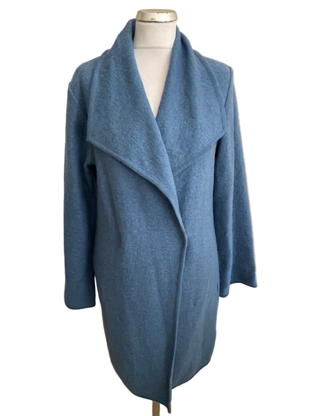 PAUL COSTELLOE PURE WOOL BLUE UNLINED COAT SIZE 10