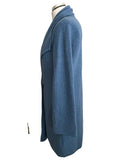 PAUL COSTELLOE PURE WOOL BLUE UNLINED COAT SIZE 10