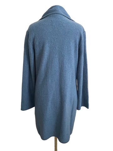 PAUL COSTELLOE PURE WOOL BLUE UNLINED COAT SIZE 10