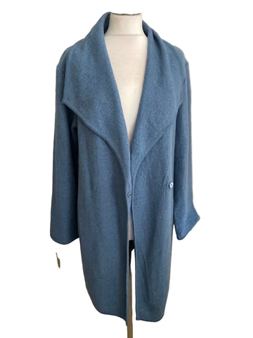 PAUL COSTELLOE PURE WOOL BLUE UNLINED COAT SIZE 10