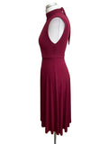 ZARA CRANBERRY TIE NECK FIT & FLARE DRESS SIZE 6