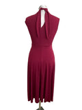ZARA CRANBERRY TIE NECK FIT & FLARE DRESS SIZE 6