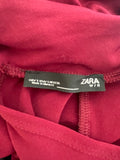 ZARA CRANBERRY TIE NECK FIT & FLARE DRESS SIZE 6