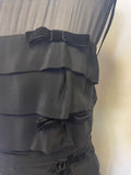 HOBBS NW3 100% SILK BLACK SLEEVELESS PLEATED & BOW TRIM PENCIL DRESS SIZE 12