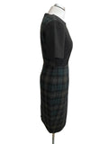 BRAND NEW ASOS BLACK & GREEN TARTAN WOOL BLEND PENCIL DRESS SIZE 10