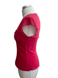 KAREN MILLEN SILK PINK FITTED CAP SLEEVED TOP SIZE 10