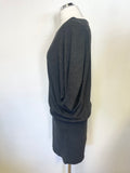 PHASE EIGHT GREY BOAT NECK BATWING SLEEVE POUCHED KNIT DRESS SIZE 12